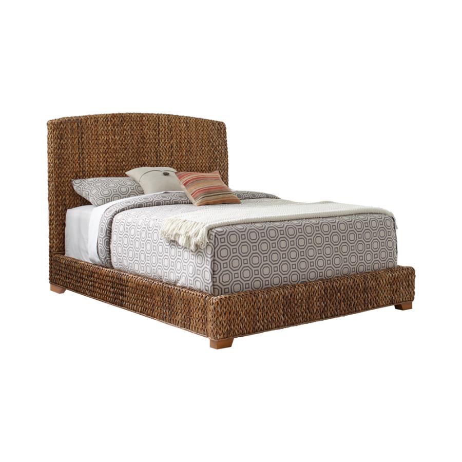 Laughton Banana Leaf Queen Panel Bed Amber (image for) Laughton Banana Leaf Queen Panel Bed Amber