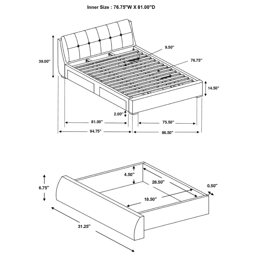 Modal Additional Images for Fenbrook Upholstered Eastern King Storage Panel Bed Grey