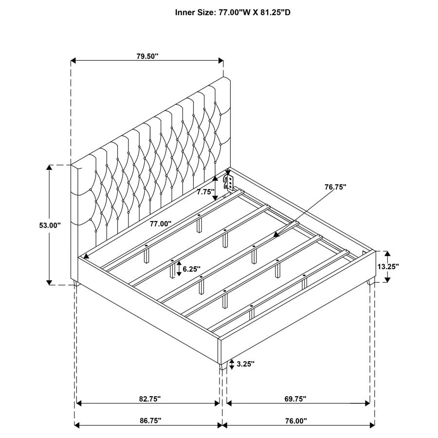 Modal Additional Images for Chloe Upholstered Eastern King Panel Bed Charcoal