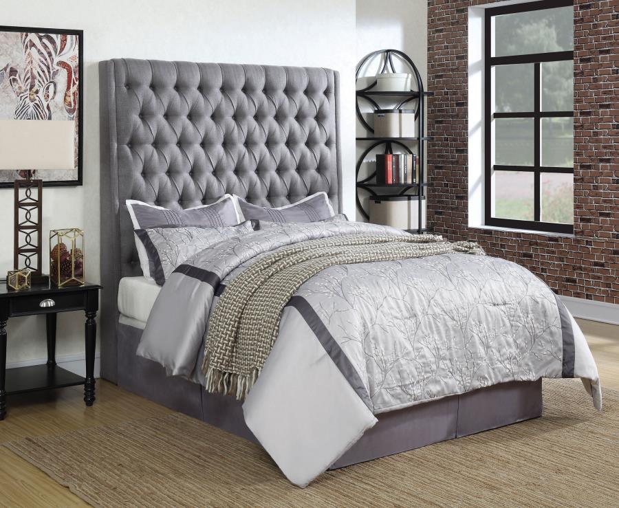 Modal Additional Images for Camille Upholstered Eastern King Panel Headboard Grey