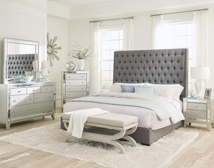 Camille 5-piece Queen Bedroom Set Metallic Mercury (image for) Camille 5-piece Queen Bedroom Set Metallic Mercury