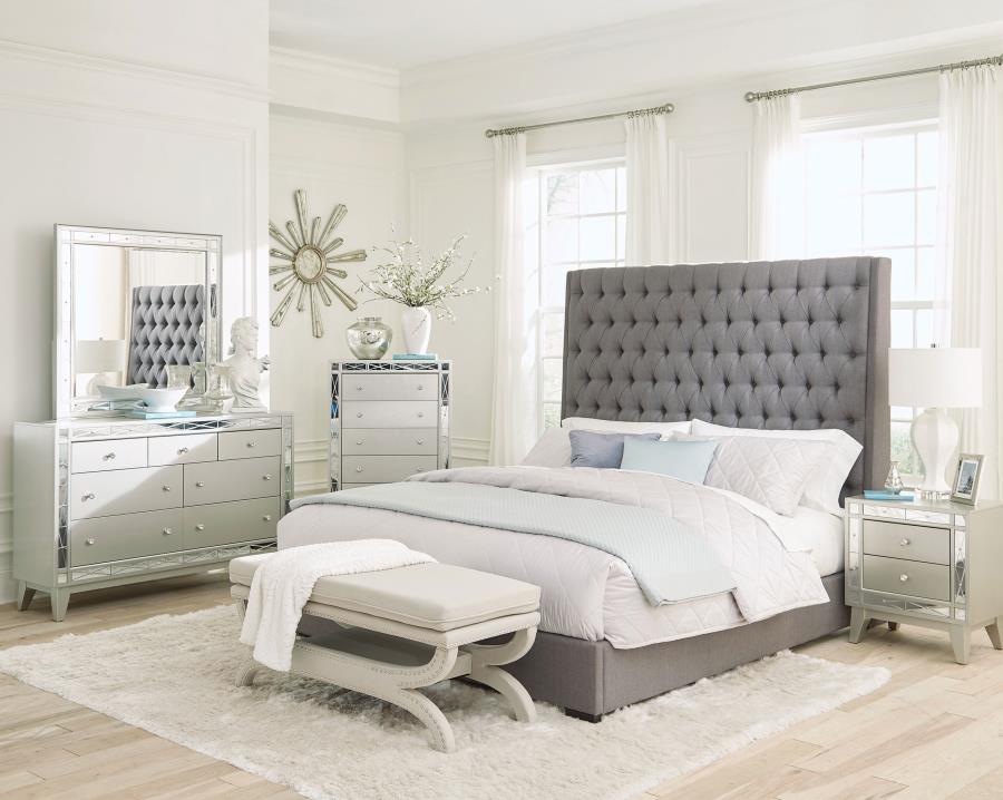 Modal Additional Images for Camille Upholstered Queen Panel Bed Grey