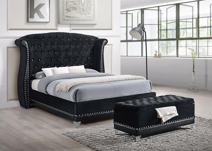 Modal Additional Images for Barzini Upholstered California King Wingback Bed Black
