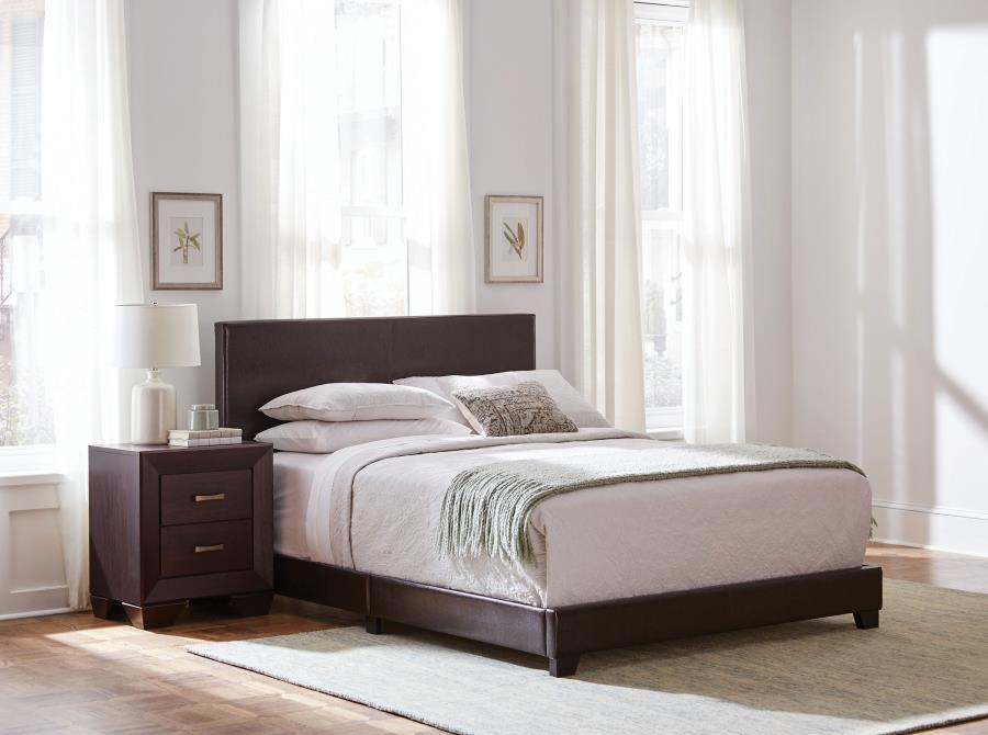 Modal Additional Images for Dorian Faux Leather Upholstered California King Bed Brown
