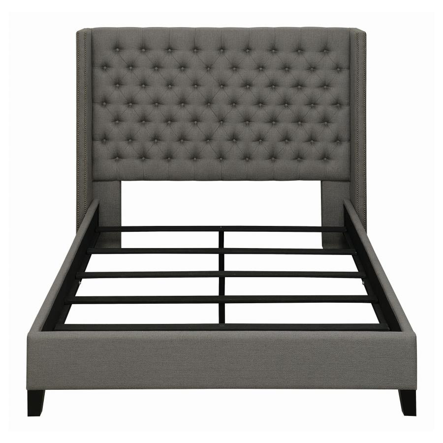 Bancroft Upholstered Full Wingback Headboard Grey (image for) Bancroft Upholstered Full Wingback Headboard Grey