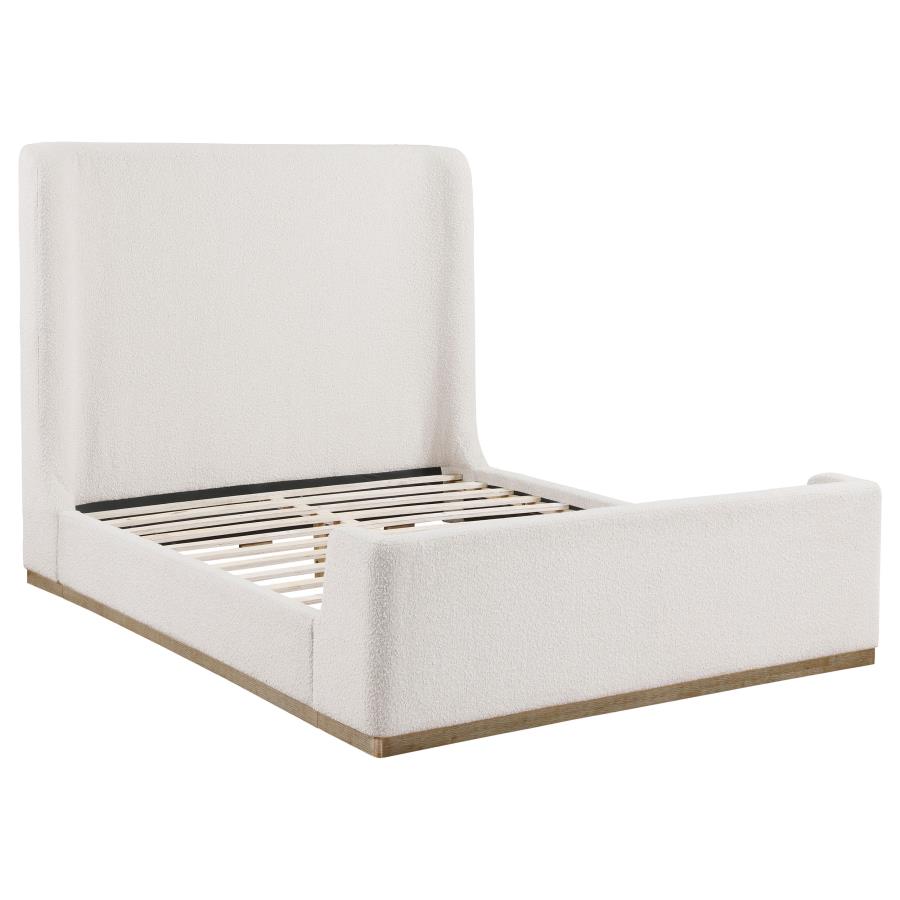 Nala Upholstered Queen Sleigh Bed Cream (image for) Nala Upholstered Queen Sleigh Bed Cream