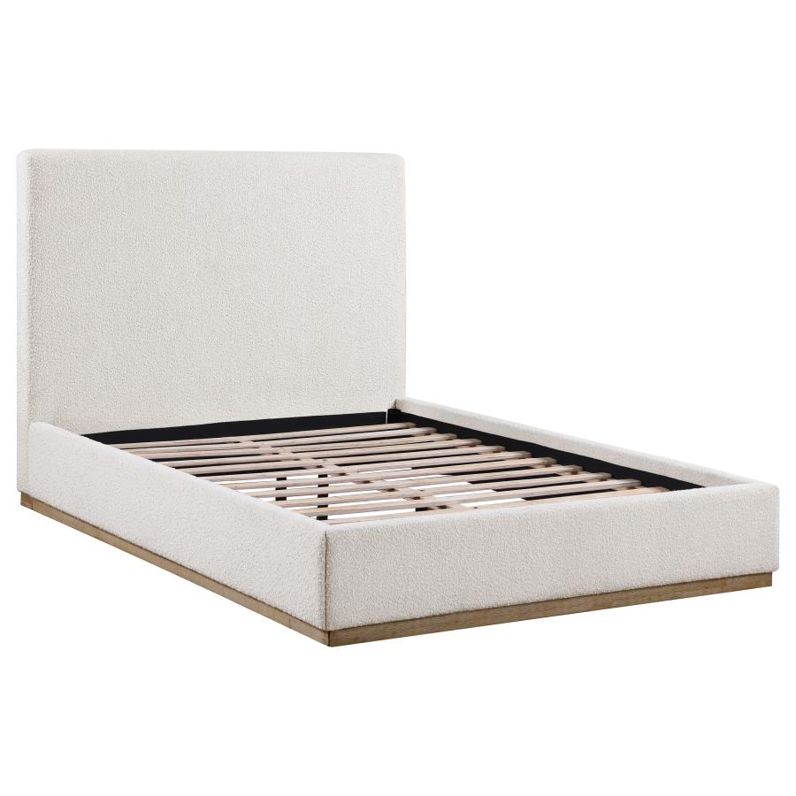 Knox Upholstered Queen Panel Bed Cream (image for) Knox Upholstered Queen Panel Bed Cream