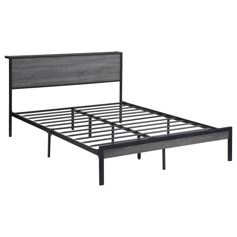 Ricky Metal Queen Panel Bed Grey (image for) Ricky Metal Queen Panel Bed Grey