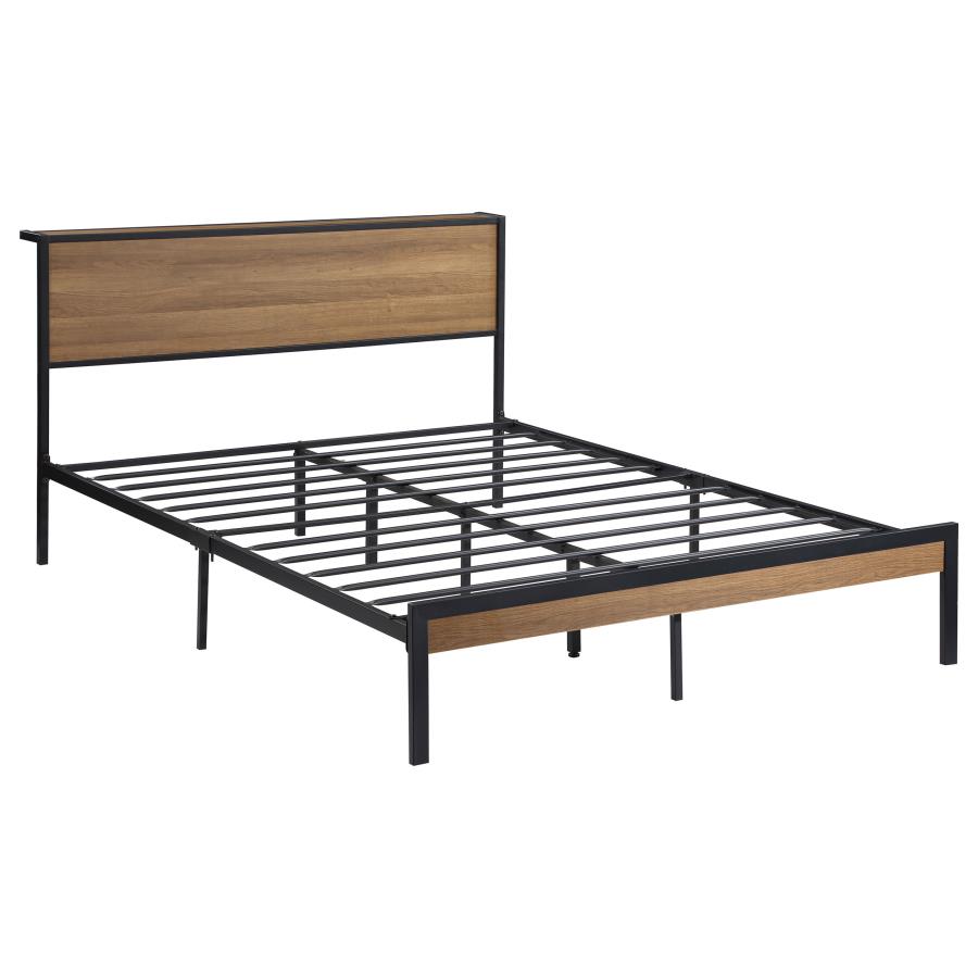 Ricky Metal Queen Panel Bed Light Oak (image for) Ricky Metal Queen Panel Bed Light Oak