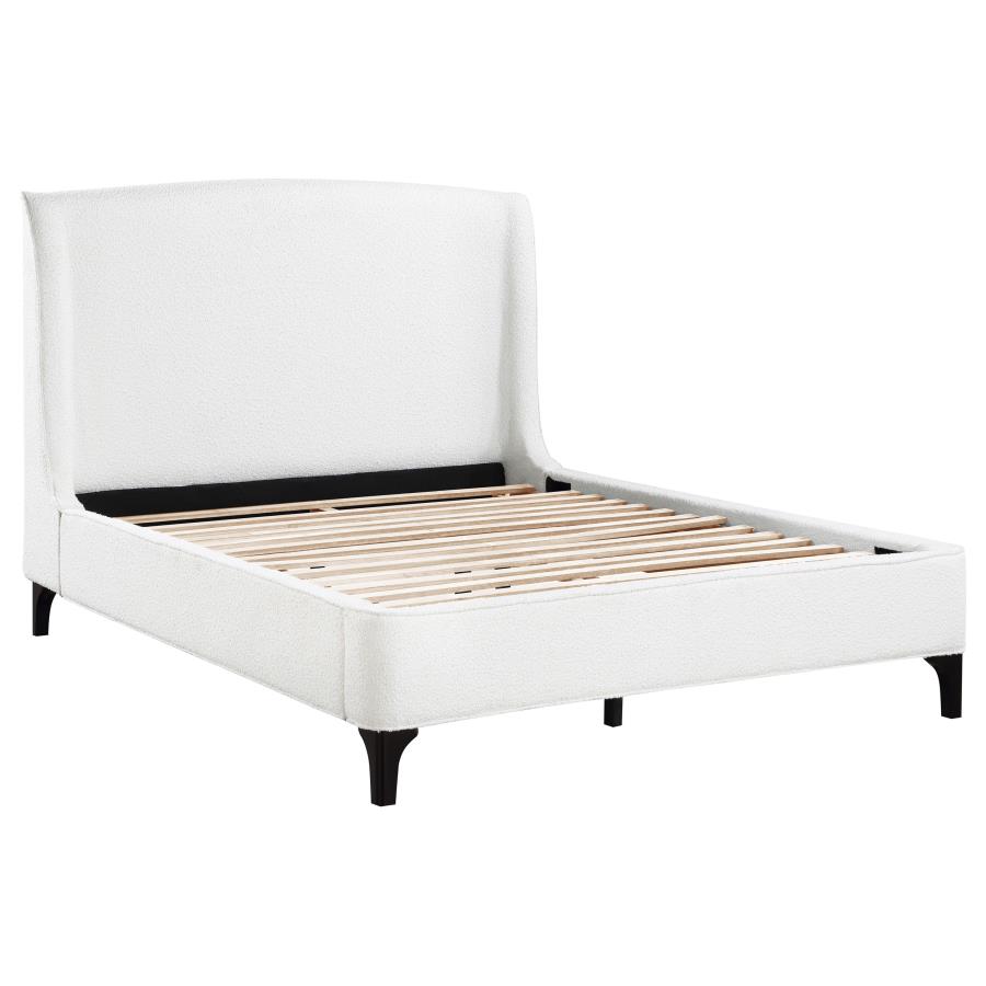 Mosby Upholstered Queen Wingback Bed Snow (image for) Mosby Upholstered Queen Wingback Bed Snow