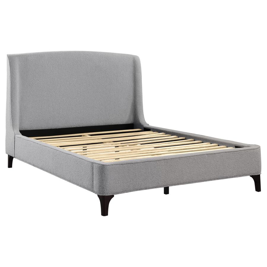 Mosby Upholstered Queen Wingback Bed Grey (image for) Mosby Upholstered Queen Wingback Bed Grey