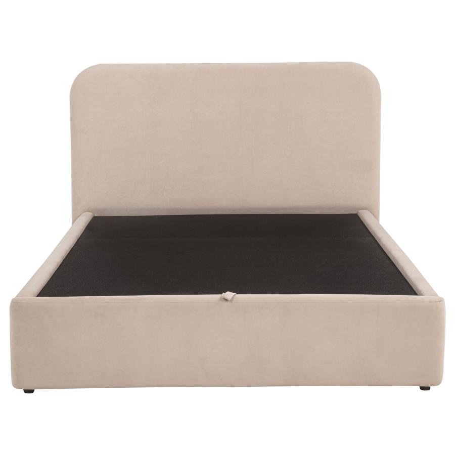 Anders Upholstered Queen Storage Lift Platform Bed Beige