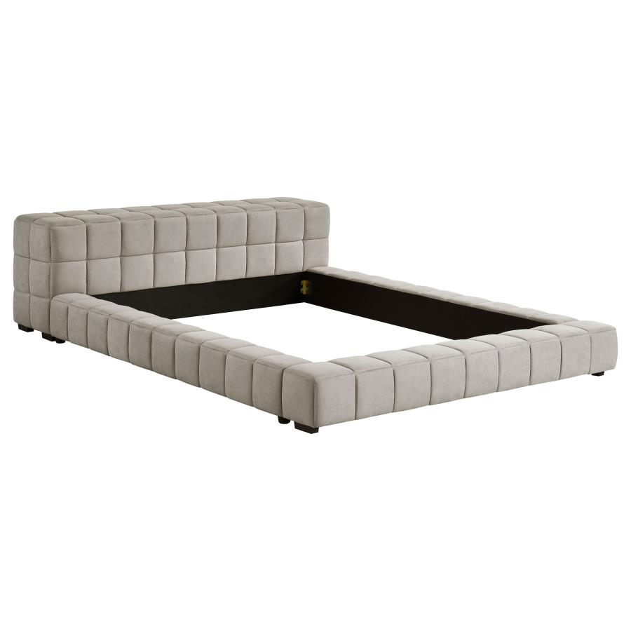 Trinity Upholstered Eastern King Platform Bed Light Taupe (image for) Trinity Upholstered Eastern King Platform Bed Light Taupe