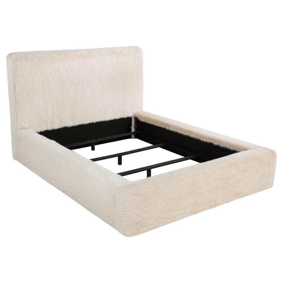 (image for) Rebecca Faux Fur Upholstered Queen Bed Cream