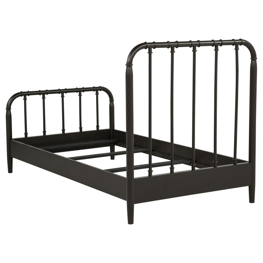 Rocco All Wood Water Pipe Open Frame Twin Bed Dark Bronze