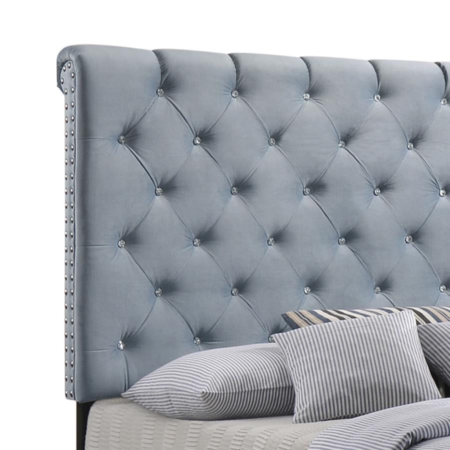 Modal Additional Images for Warner Upholstered Eastern King Panel Bed Slate Blue