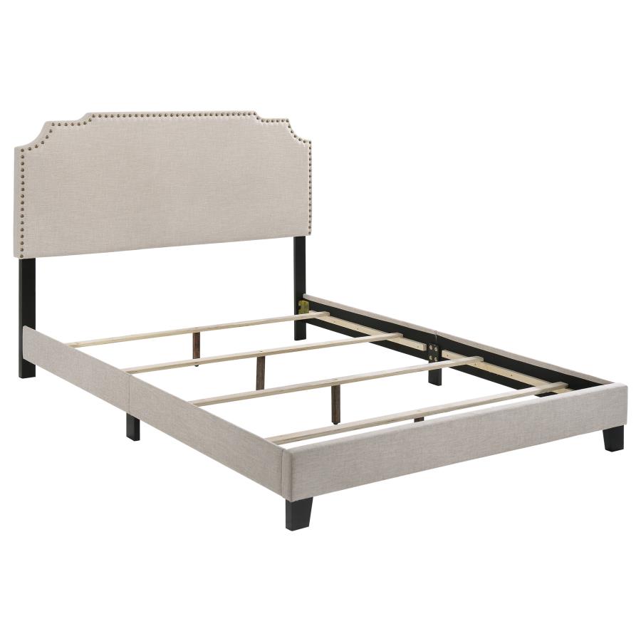 Tamarac Upholstered Eastern King Panel Bed Beige (image for) Tamarac Upholstered Eastern King Panel Bed Beige