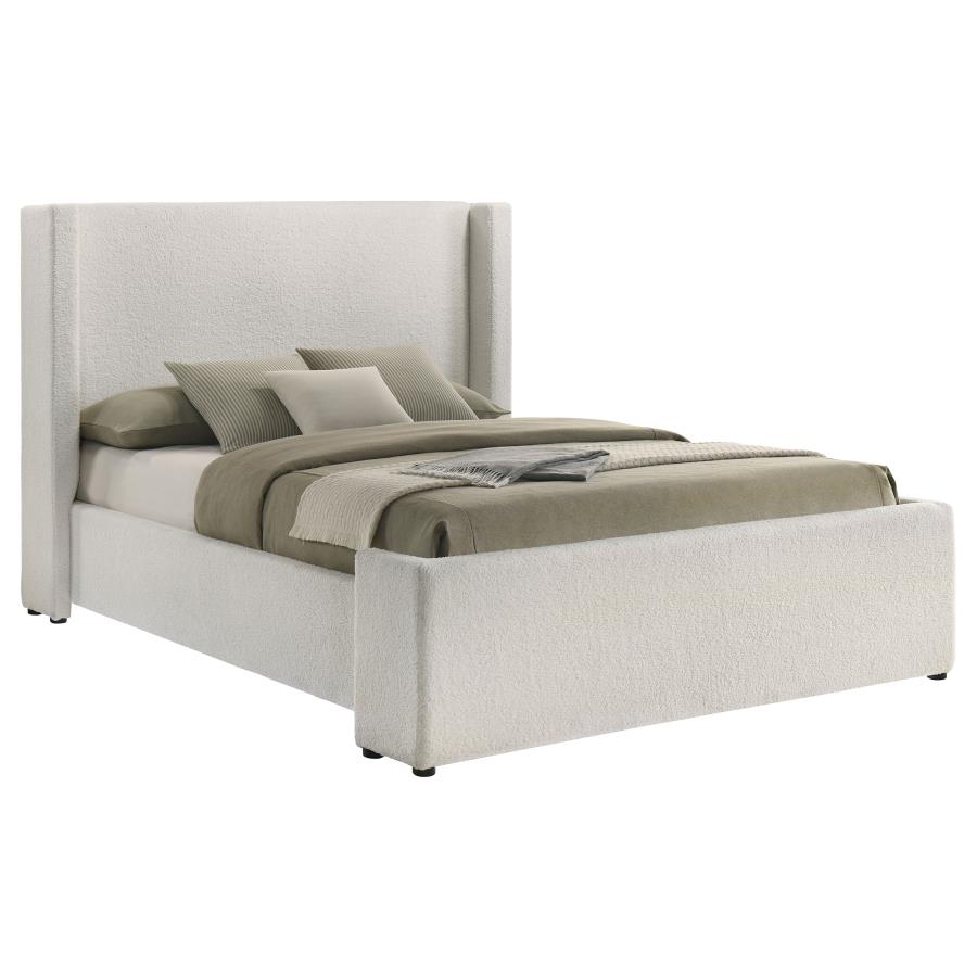 Alamosa Boucle Upholstered Eastern King Platform Bed White 