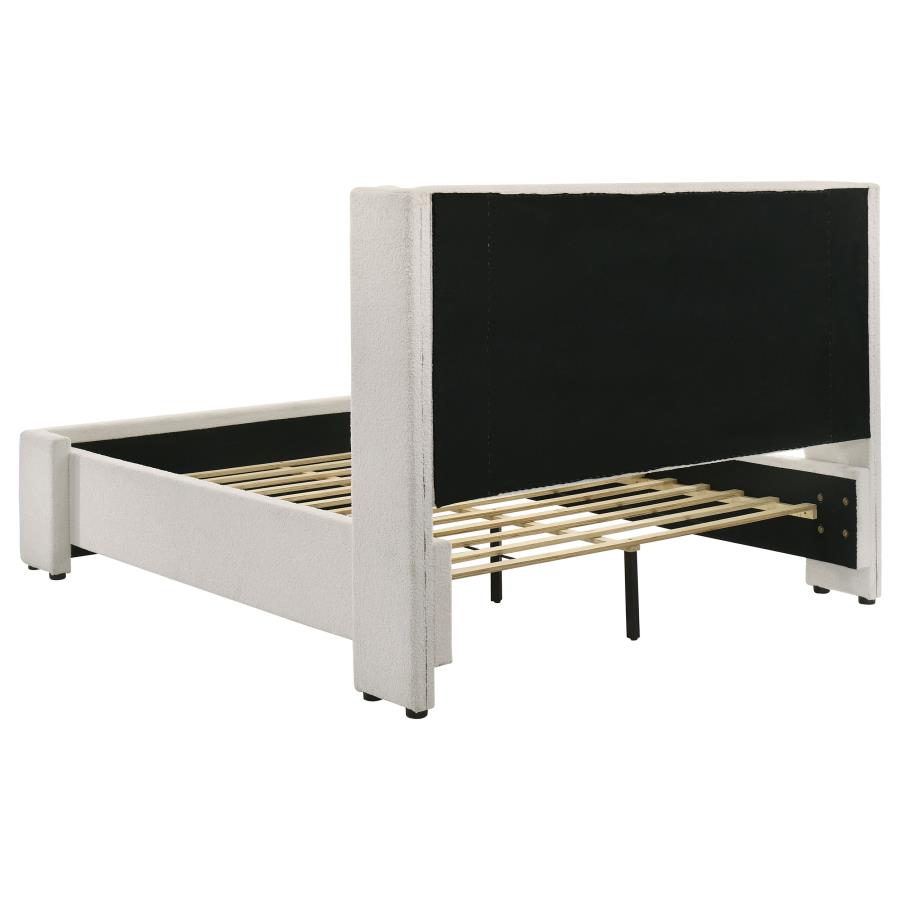 Alamosa Boucle Upholstered Eastern King Platform Bed White 