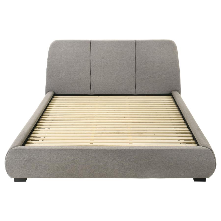 Mokena 46-inch Upholstered Eastern King Platform Bed Taupe