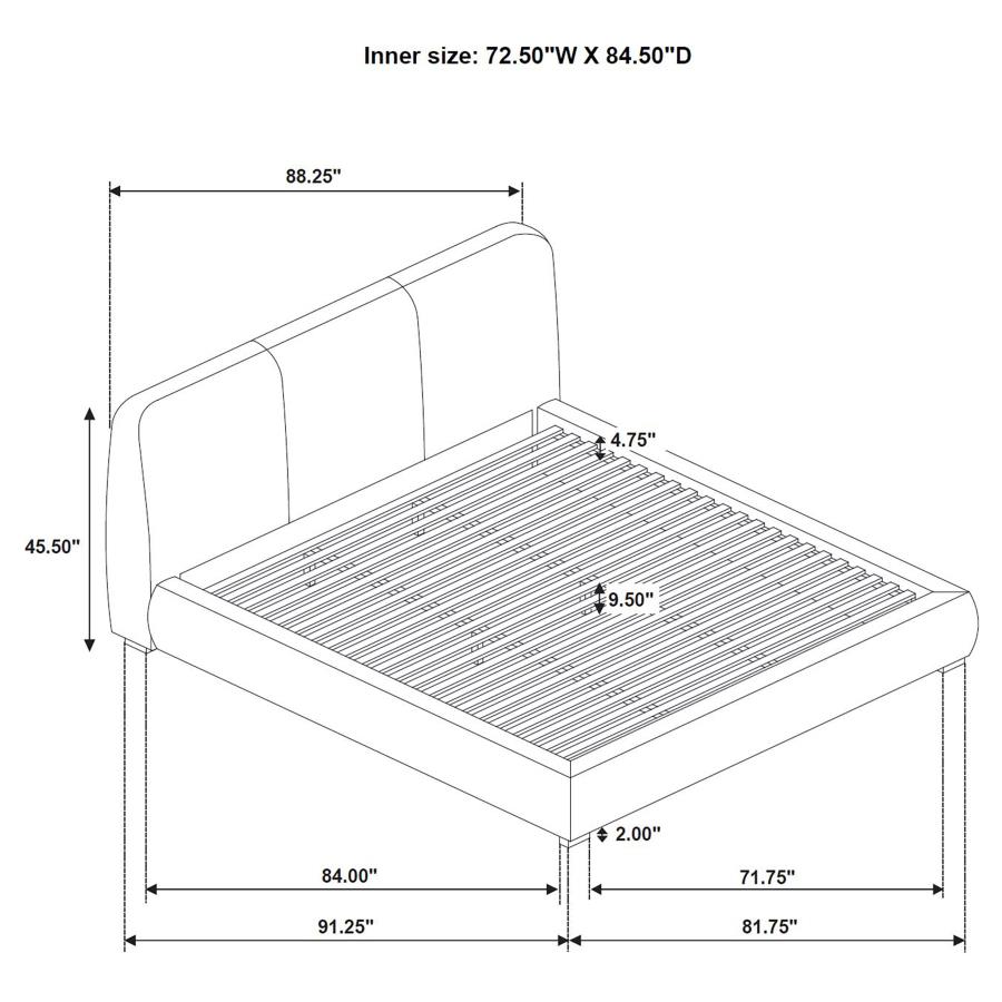 Modal Additional Images for Mokena 46-inch Upholstered California King Platform Bed Taupe