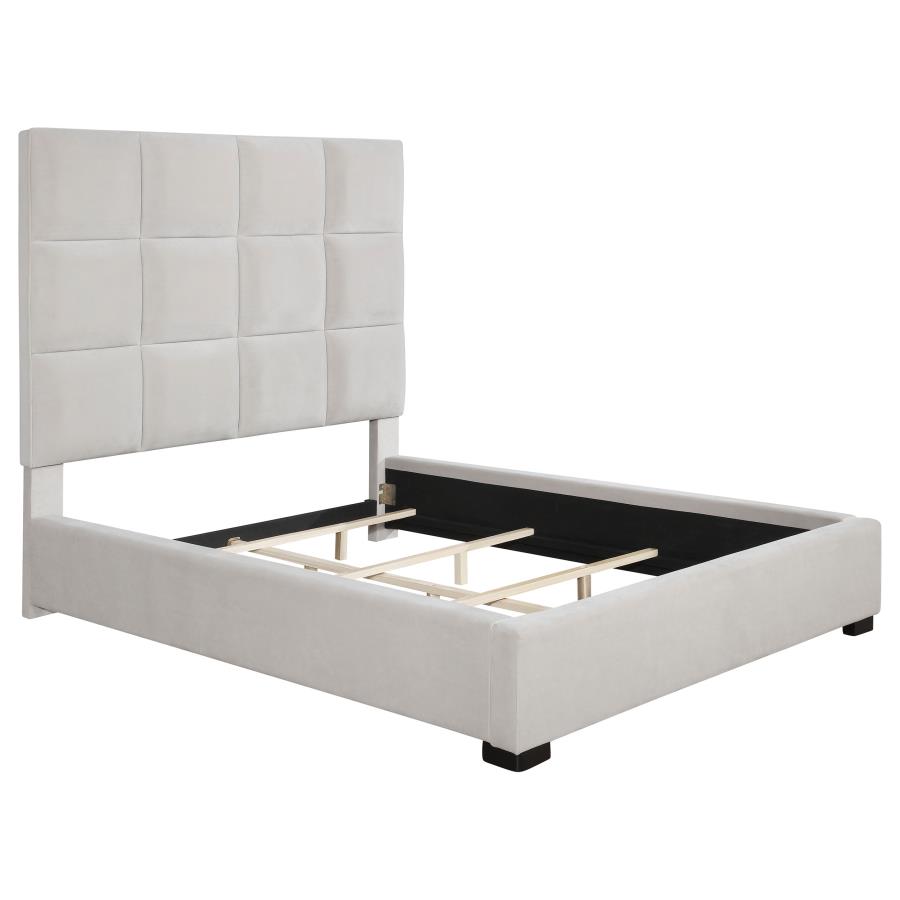 Panes Upholstered Queen Panel Bed Beige (image for) Panes Upholstered Queen Panel Bed Beige