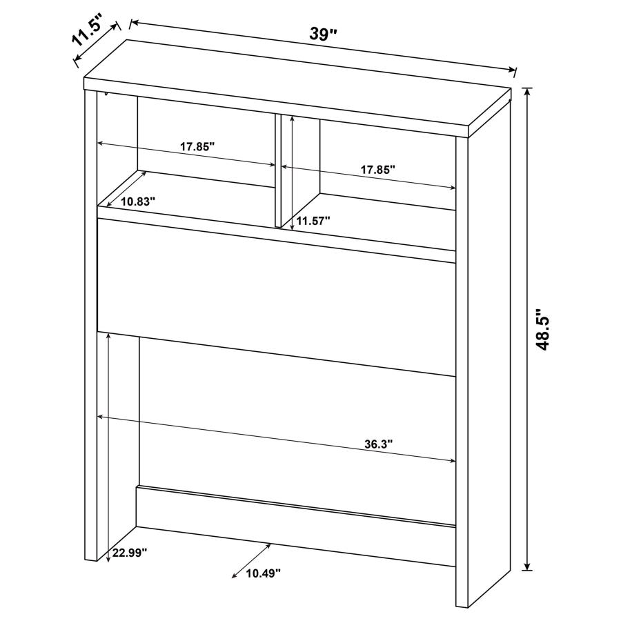 Westpark 49-inch Twin Bookcase Headboard Black
