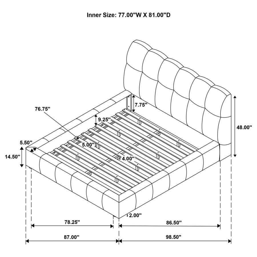 Modal Additional Images for Nollet 48-inch Upholstered Eastern King Platform Bed Cream