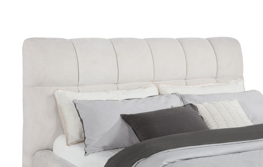Nollet 48-inch Upholstered California King Platform Bed Cream