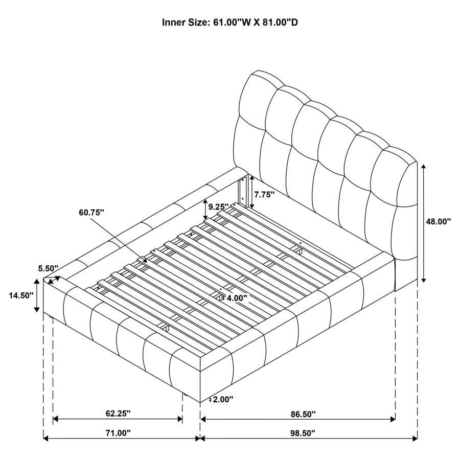 Modal Additional Images for Nollet 48-inch Upholstered Queen Panel Platform Bed Cream