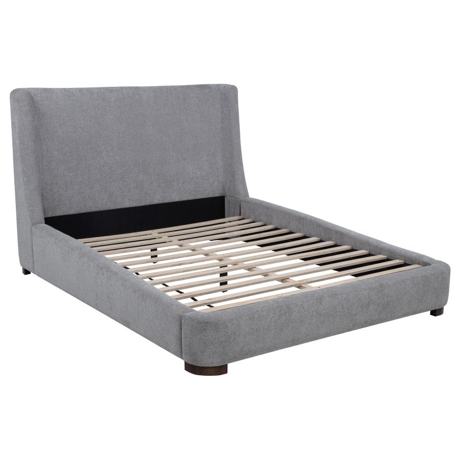 (image for) Rennes Upholstered Eastern King Wingback Platform Bed Grey