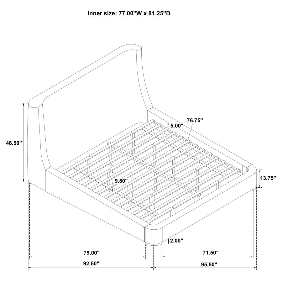 Modal Additional Images for Rennes Upholstered Eastern King Wingback Platform Bed Grey