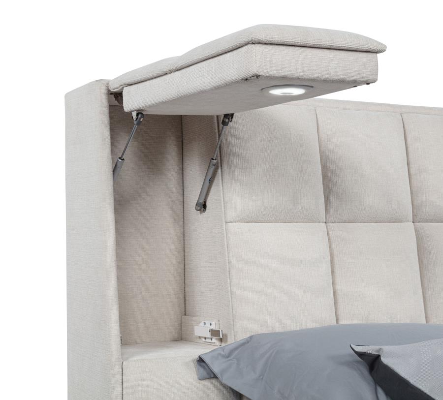 Dreux Upholstered California King Panel Platform Bed Cream