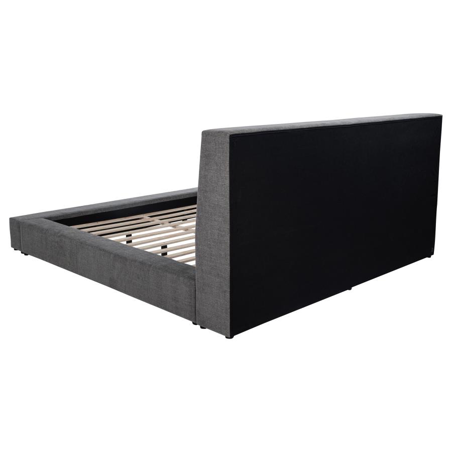 Dreux Upholstered California King Panel Platform Bed Grey