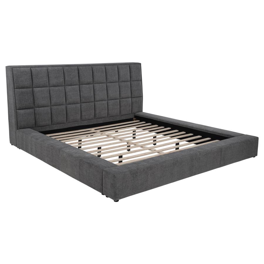 (image for) Dreux Upholstered Queen Panel Platform Bed Grey