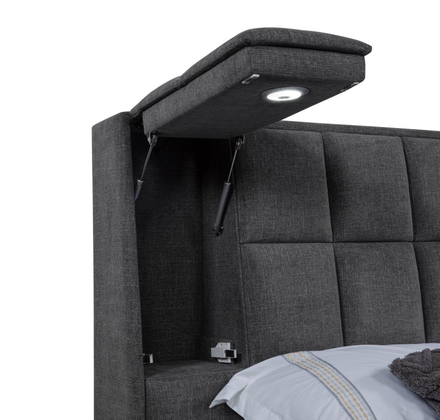 Dreux Upholstered Queen Panel Platform Bed Grey
