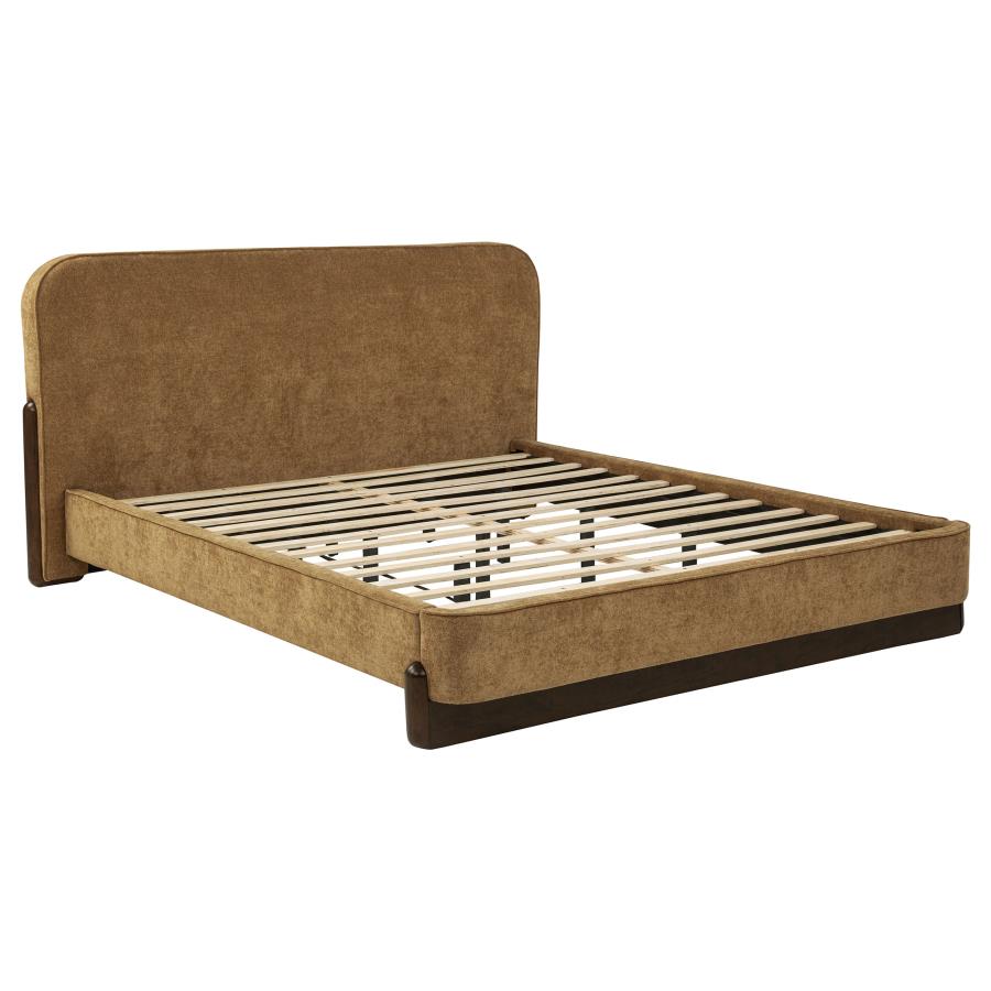(image for) Baldacci Upholstered California King Platform Bed Curry and Walnut
