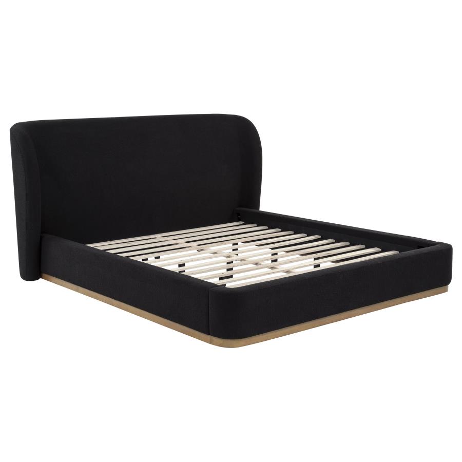 (image for) Blaire Upholstered California King Wingback Platform Bed Black