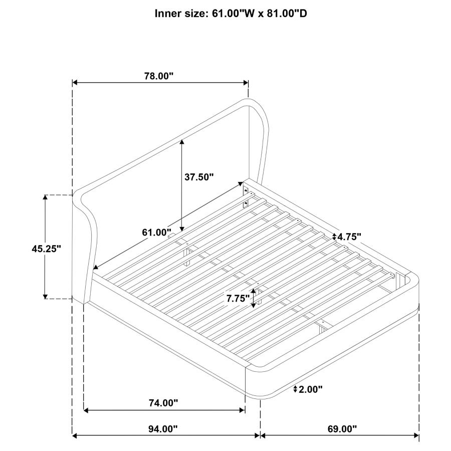 Modal Additional Images for Blaire Upholstered Queen Wingback Platform Bed Black