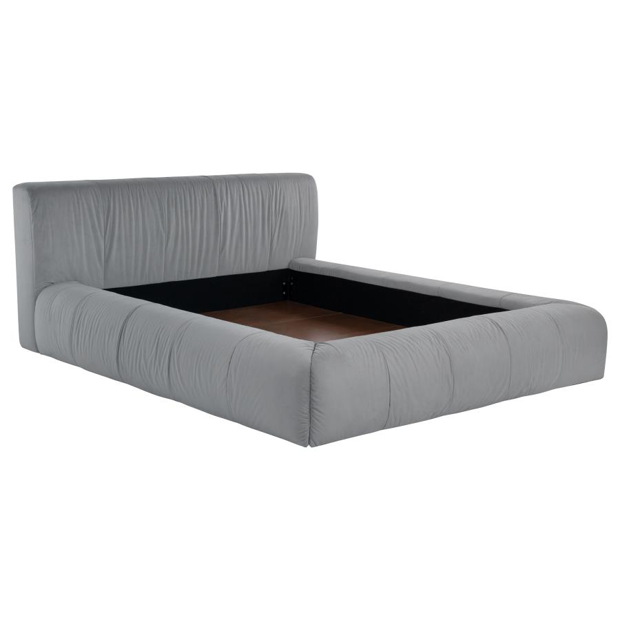 Wilshire Upholstered Eastern King Platform Bed Grey (image for) Wilshire Upholstered Eastern King Platform Bed Grey