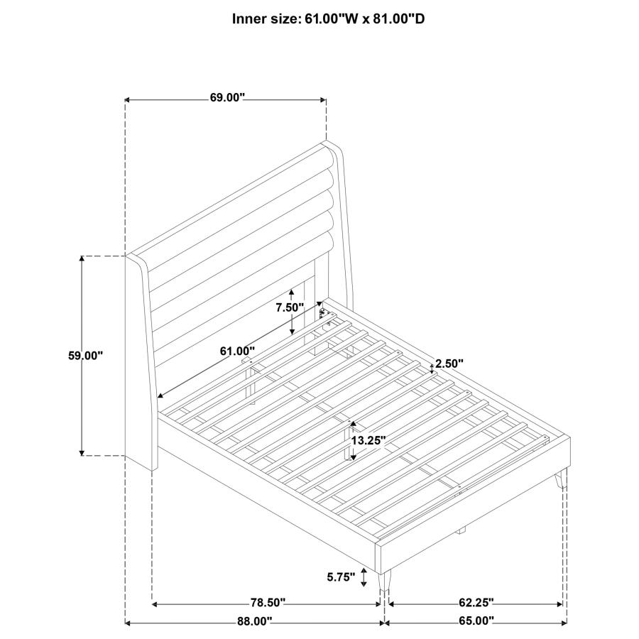 Modal Additional Images for Leslie Upholstered Tufted Queen Wingback Platform Bed Beige