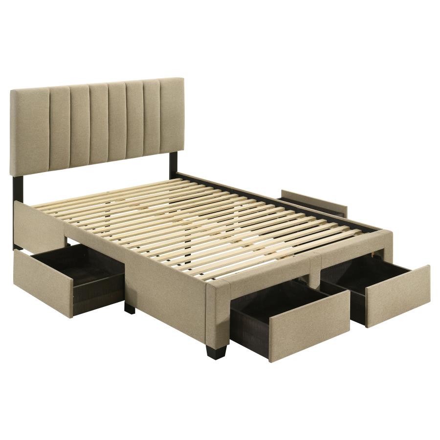 (image for) Wheatland 4-drawer Upholstered Full Storage Bed Light Brown