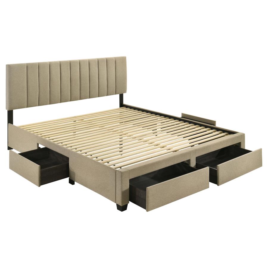 (image for) Wheatland 4-drawer Upholstered Eastern King Storage Bed Brown