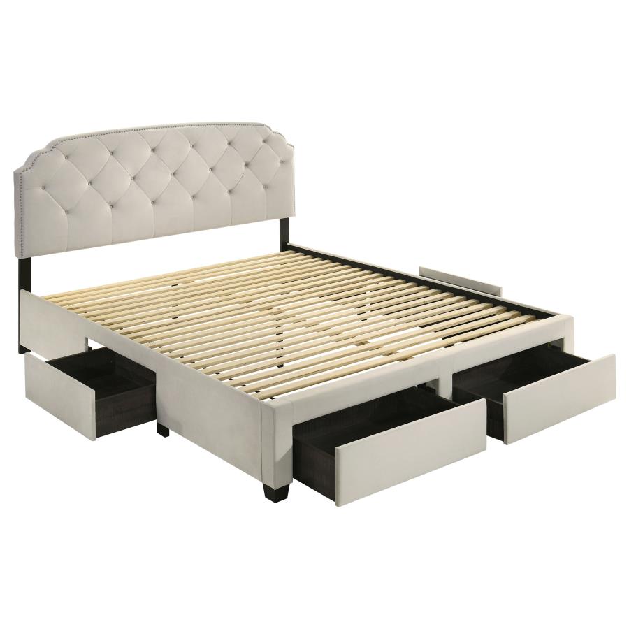 (image for) Marianna 4-drawer Upholstered Eastern King Storage Bed Cream