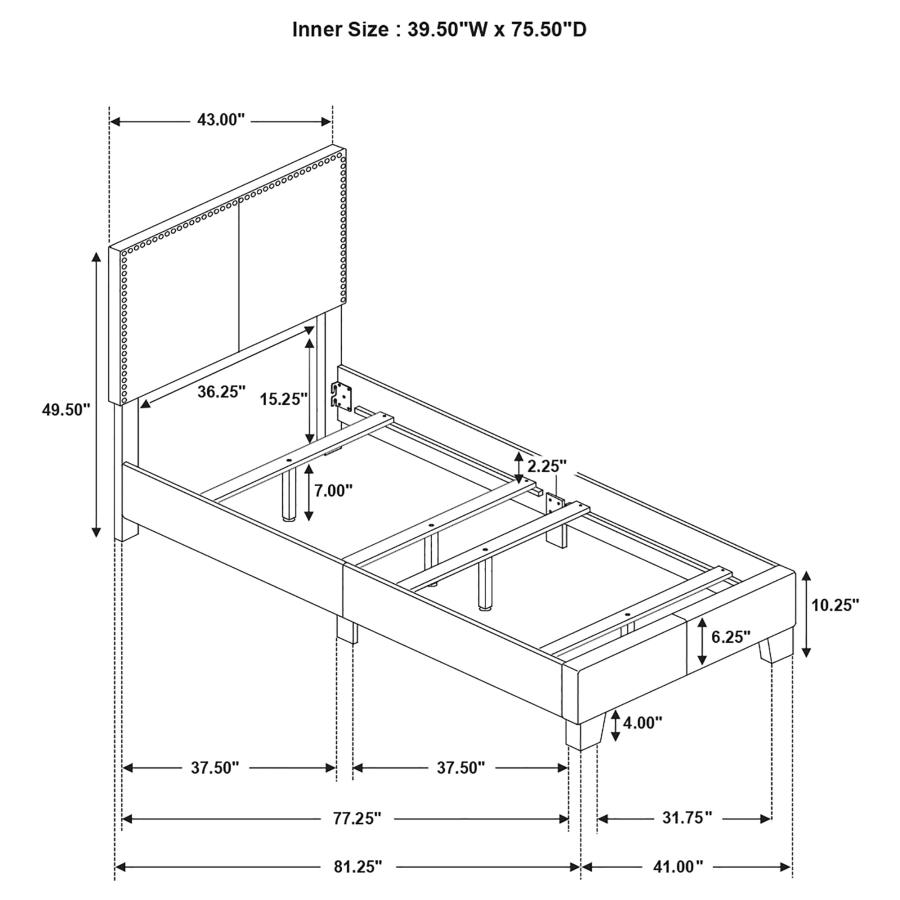 Modal Additional Images for Boyd Upholstered Twin Panel Bed Ivory