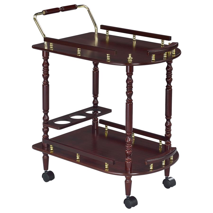 Palmer 2-tier Rectangular Wood Bar Cart Merlot (image for) Palmer 2-tier Rectangular Wood Bar Cart Merlot