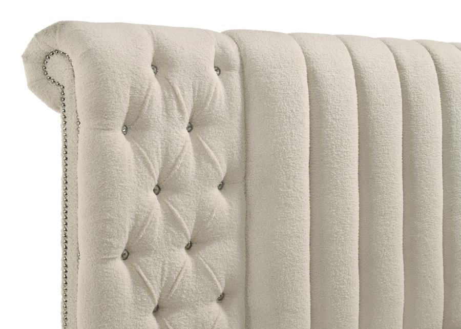 Sonya 4-piece Upholstered Eastern King Bedroom Set Ivory