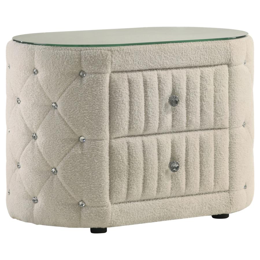 Sonya 4-piece Upholstered Eastern King Bedroom Set Ivory