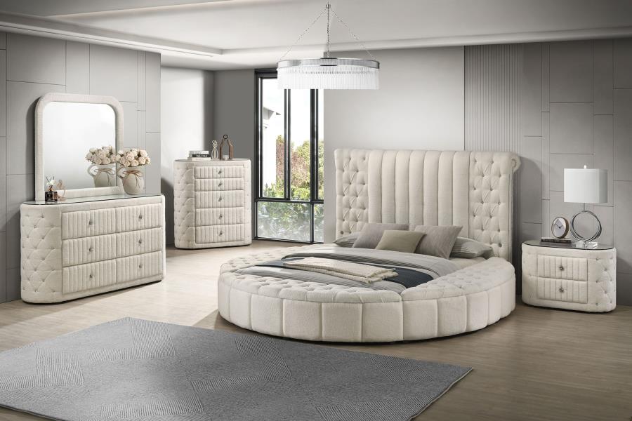 (image for) Sonya 5-piece Upholstered Queen Bedroom Set Ivory