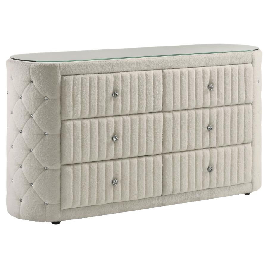 Sonya 5-piece Upholstered Queen Bedroom Set Ivory